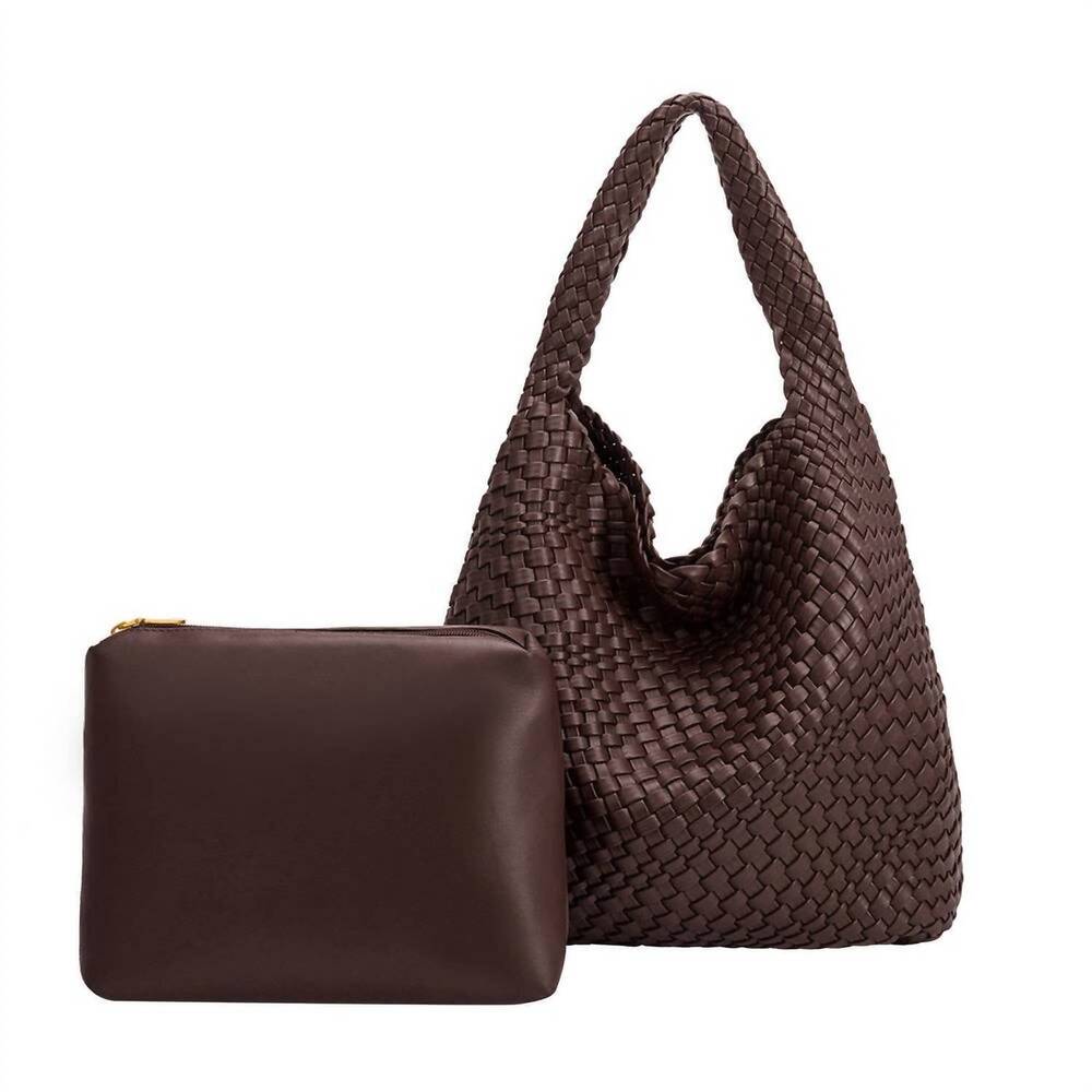 NEW MELIE BIANCO women's johanna recycles vegan leather shoulder bag in espresso